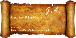 Galle Aladár névjegykártya